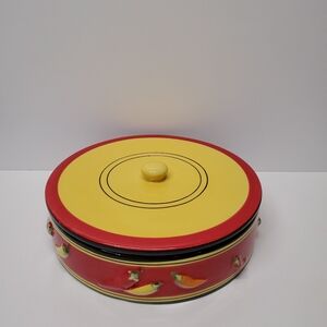 Avon Tortilla Warming Bowl W/ Lid Ceramic W/ Painted Chilis Microwave/Oven Safe
